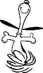 Cartoon character spinning joyfully in place.