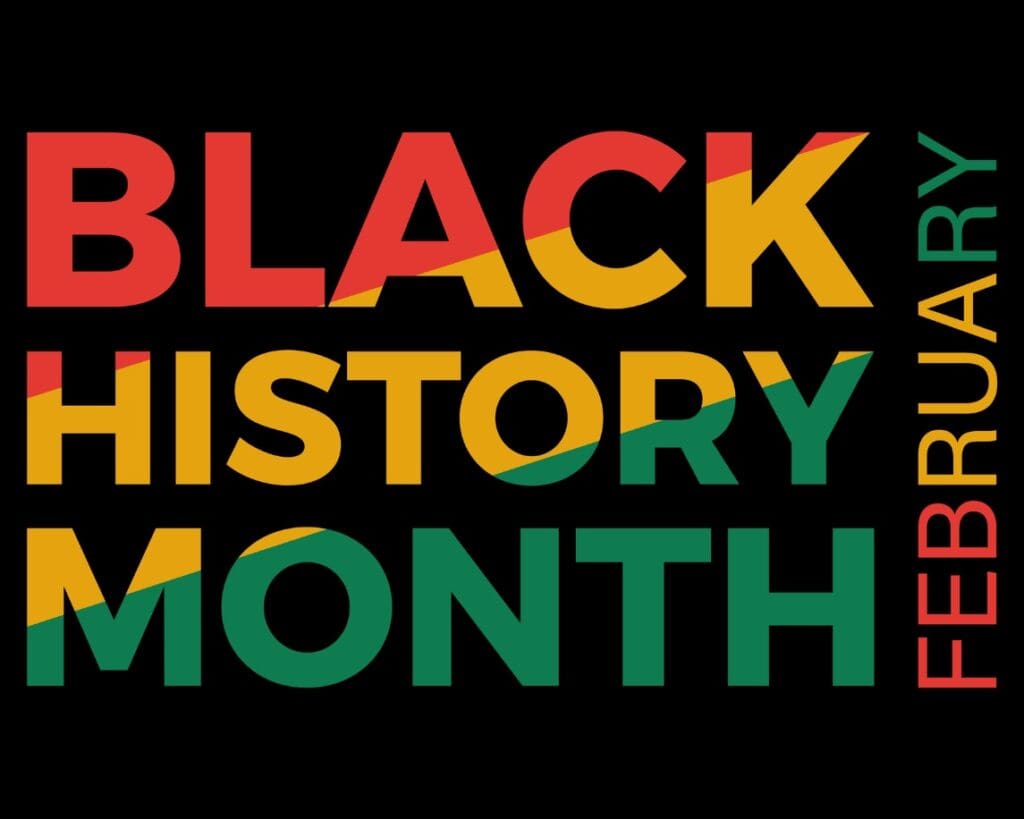 Black History Month February colorful text design.