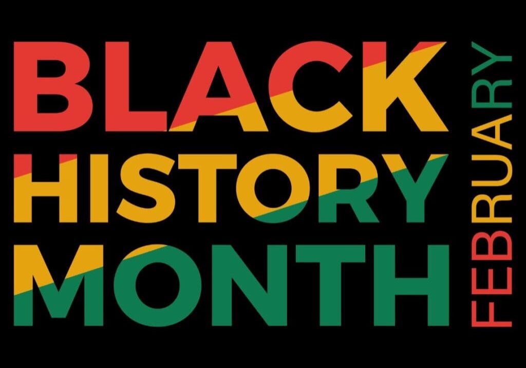 Black History Month February colorful text design.